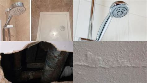 water leak upstairs bathroom|What to Do When Your Upstairs Shower Leaks Through the Ceiling